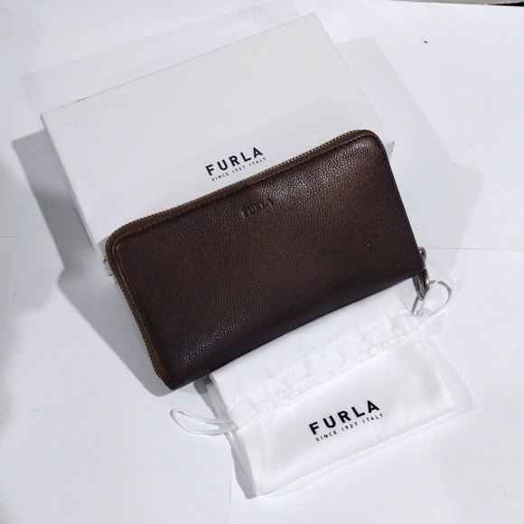 Furla Brown Leather Babylon Zip-Around Long Wallet – Luxury Women’s Wallet - Picture 3 of 17